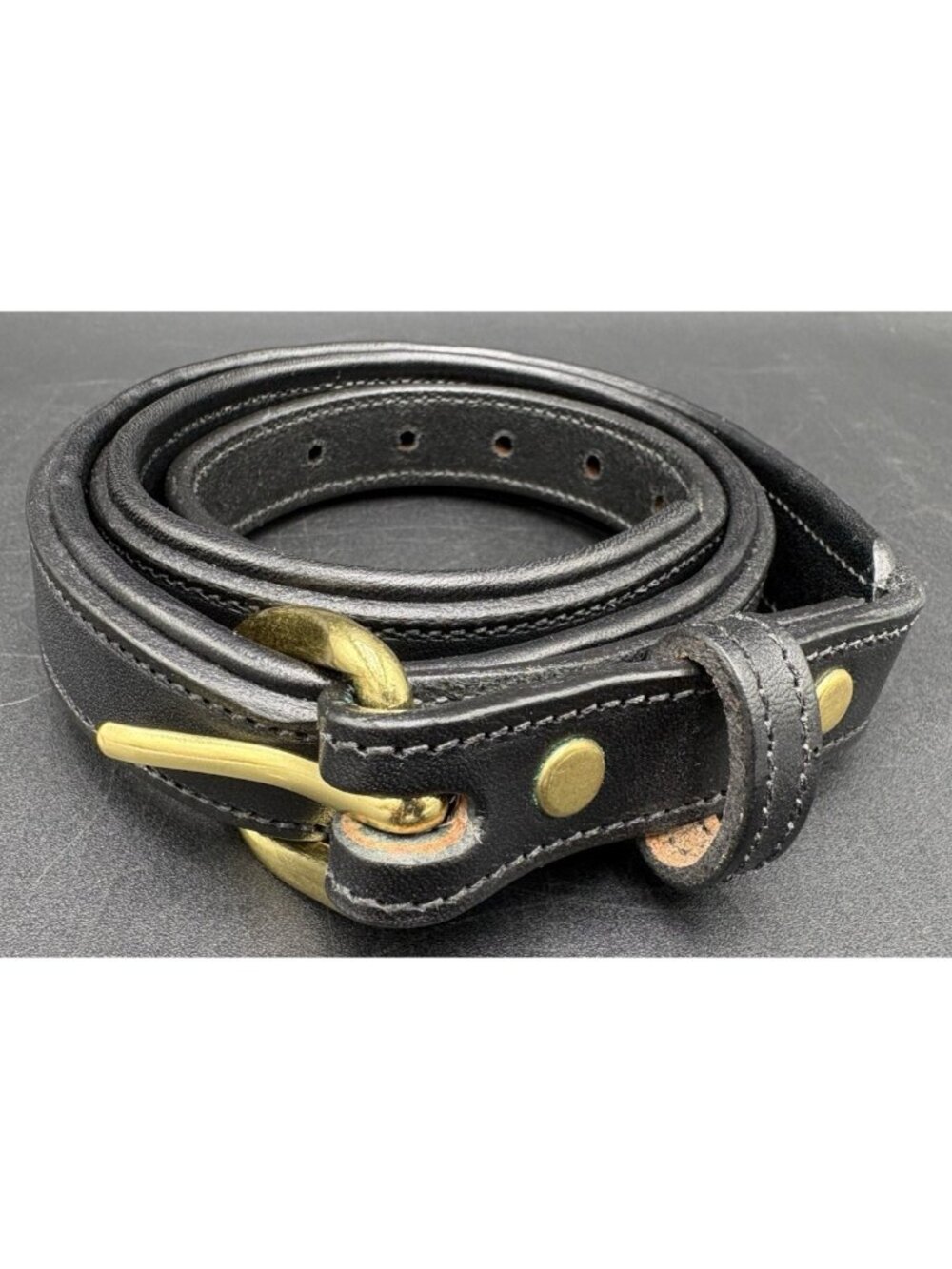Tory Belt Women's Black Leather English Bridle Size 30 Brass Buckle Made in USA